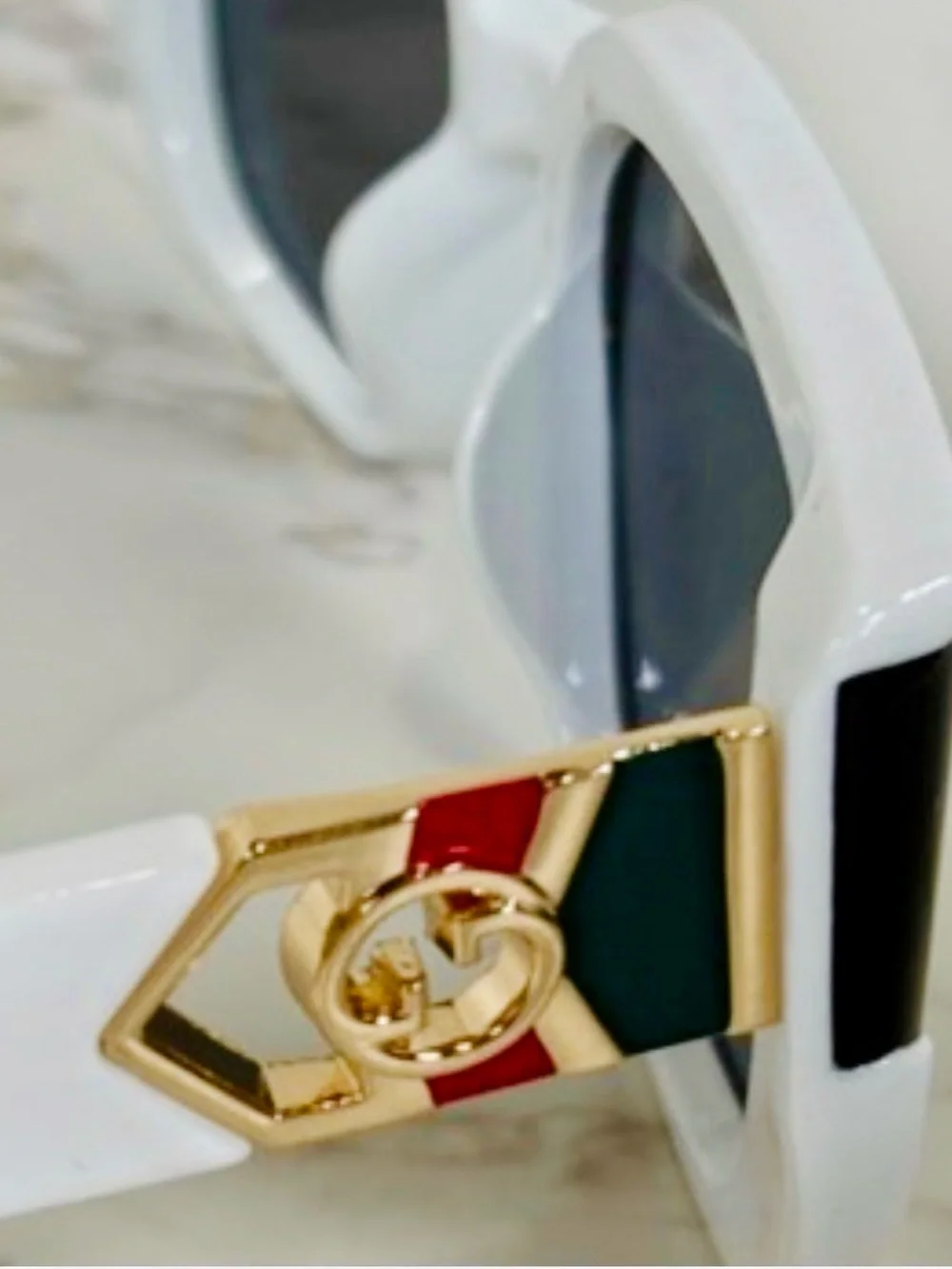 SUNGLASSES: Luxury White, Red, Green w/Golden Accents & GG Monogram, NWOT